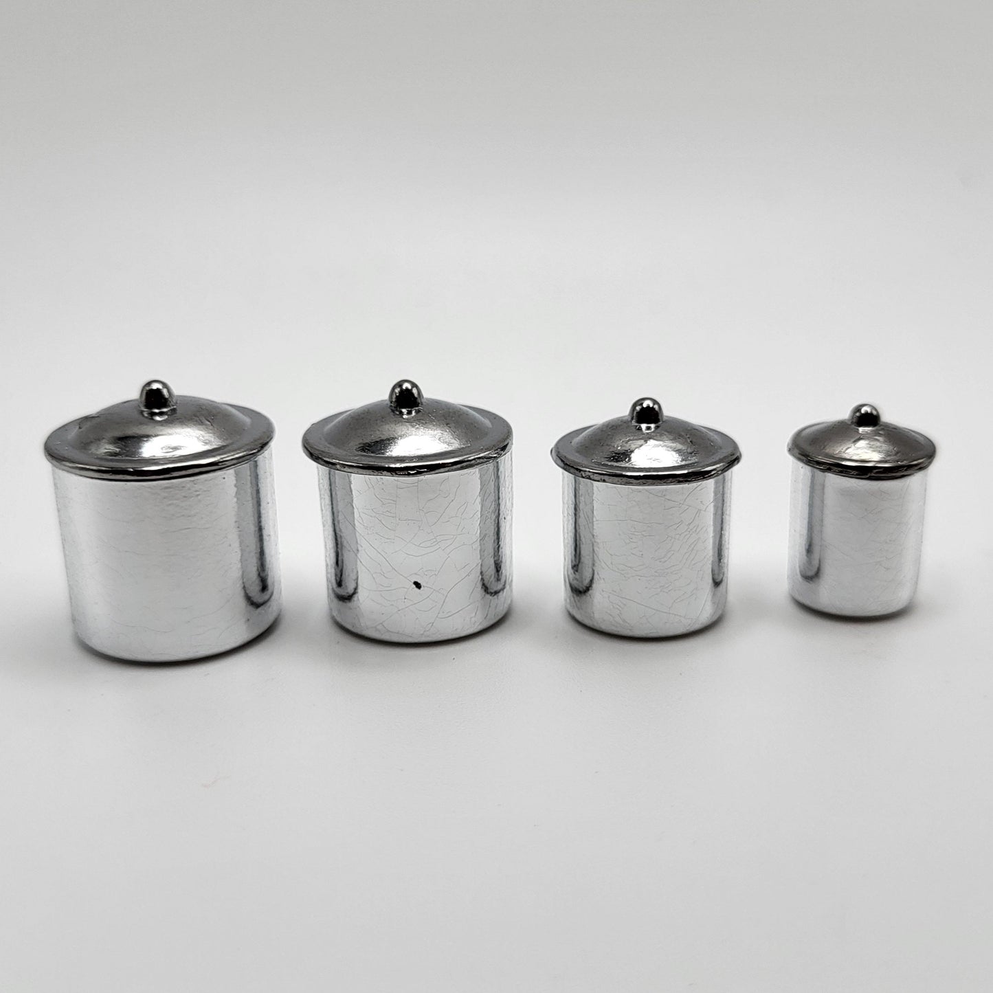 Canister Set - Stainless - Set of 4 - 1/12 Scale Dollhouse Miniature