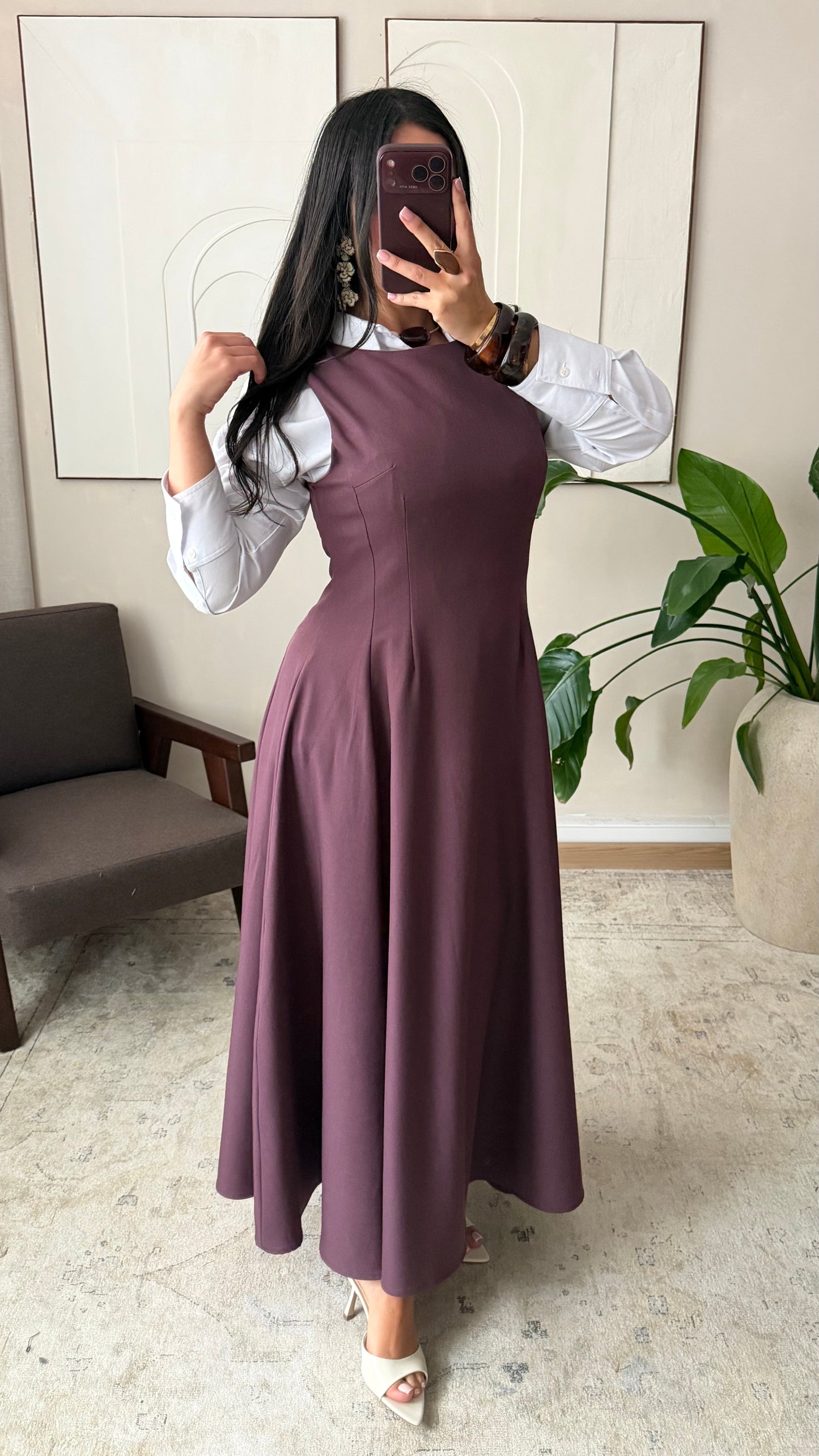 Robe sans manches ajustée I aubergine