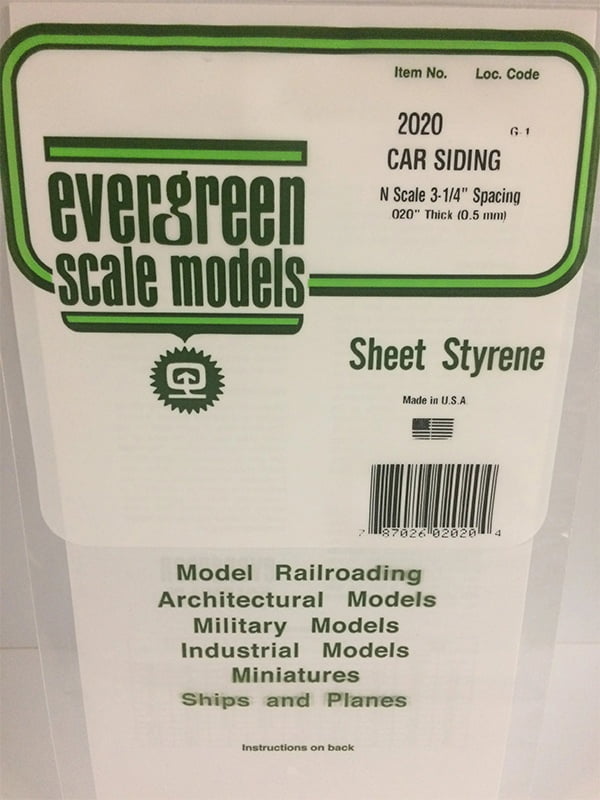 Evergreen Car Siding .020" - N Scale - Opaque White Polystyrene - #2020