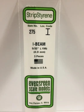 Evergreen I-Beam .156" - Opaque White Polystyrene - #275