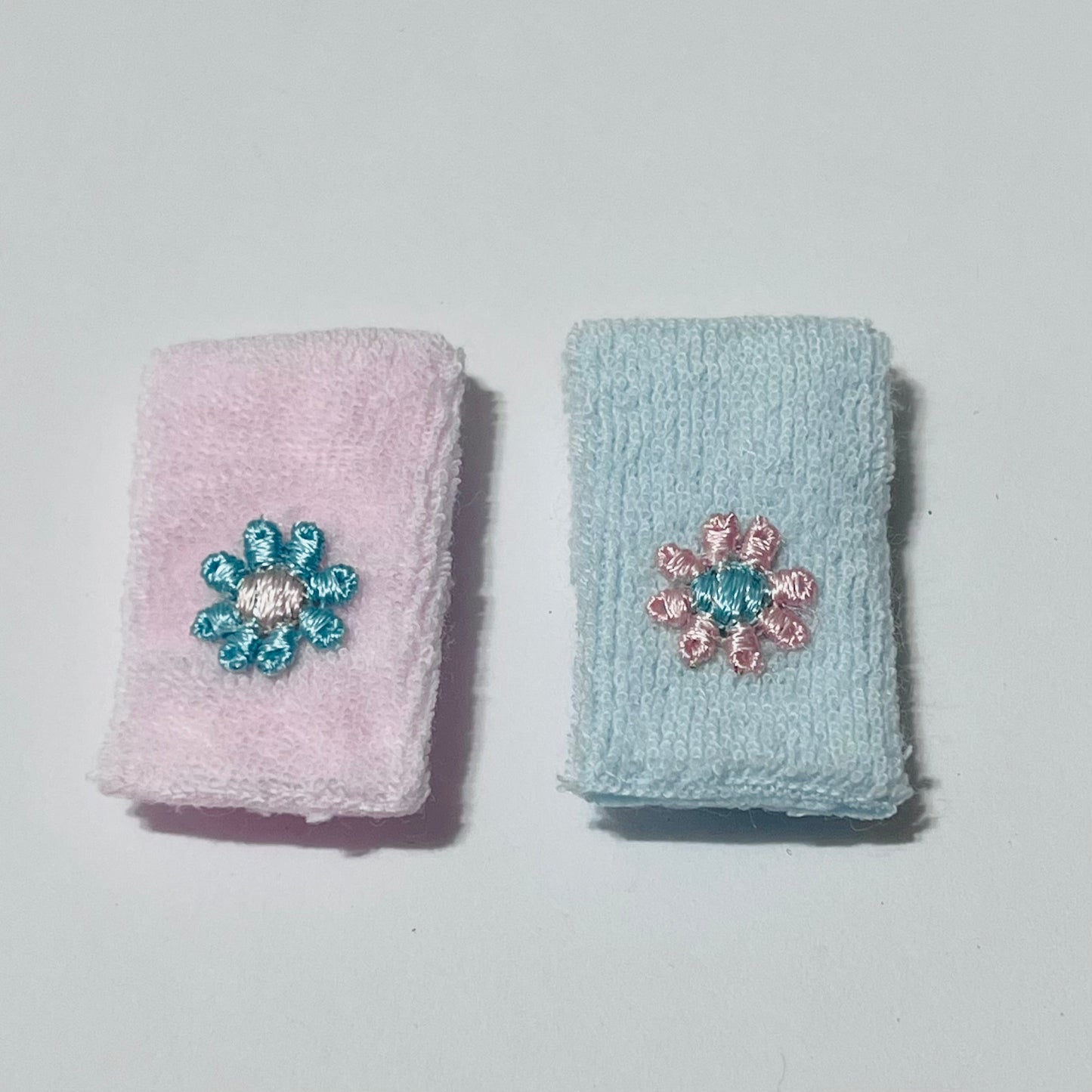 Embroidered Hand Towels - 1/12 Scale Dollhouse Miniature