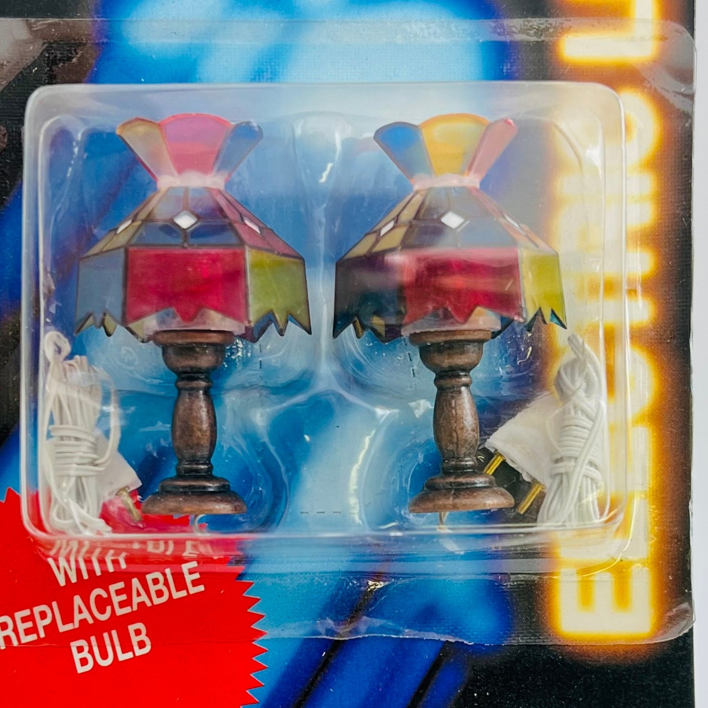 Set of 2 Tiffany Style Table Lamps - 12 Volt - 1/12 Scale Dollhouse Miniature