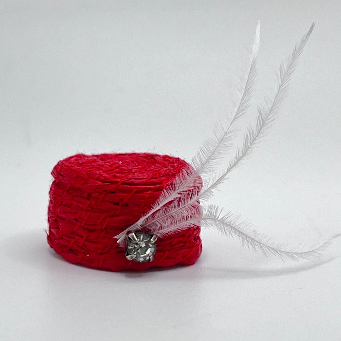 Red Hat with Feathers - 1/12 Scale Dollhouse Miniature