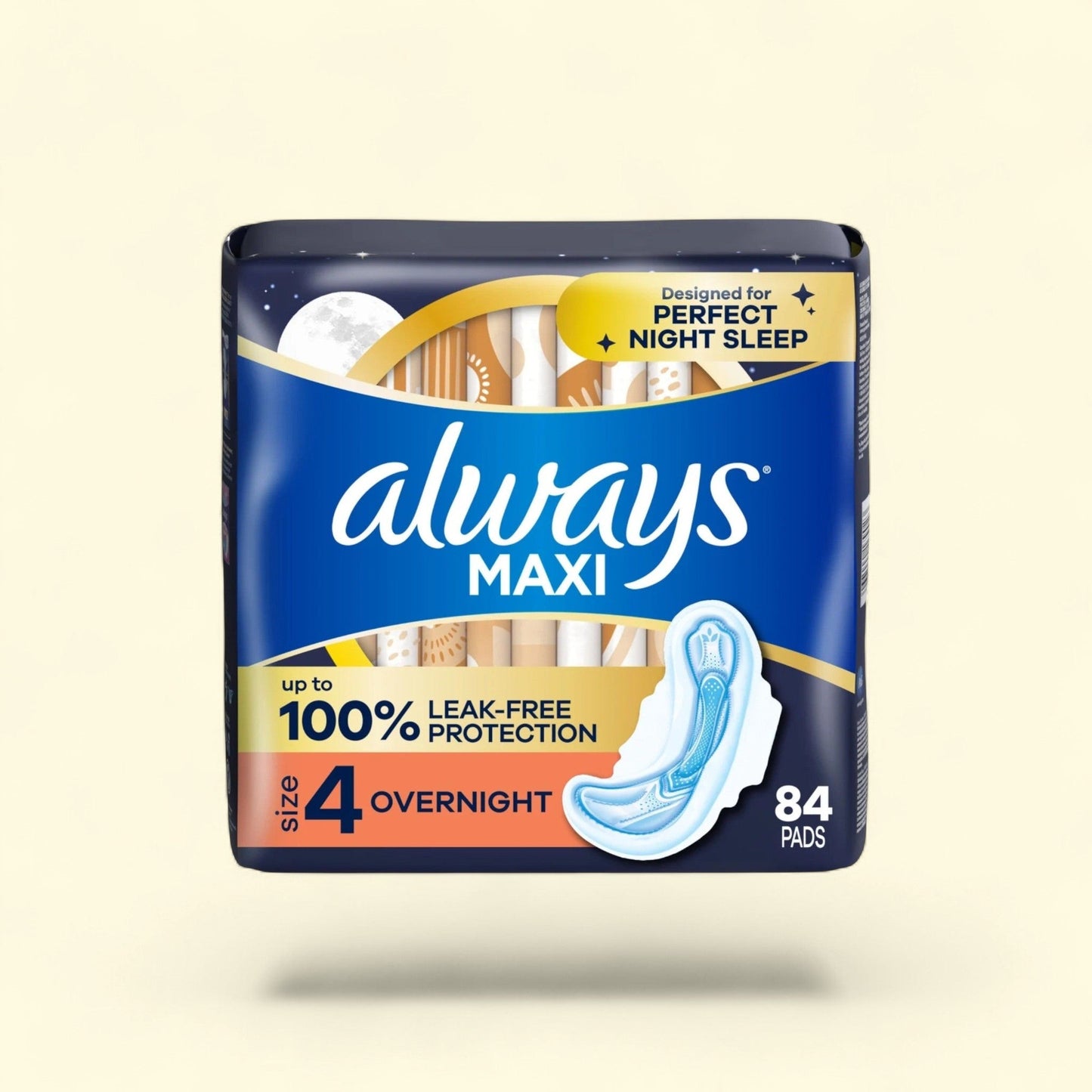 Always Maxi Overnight Pads, Size 4, 84 Count