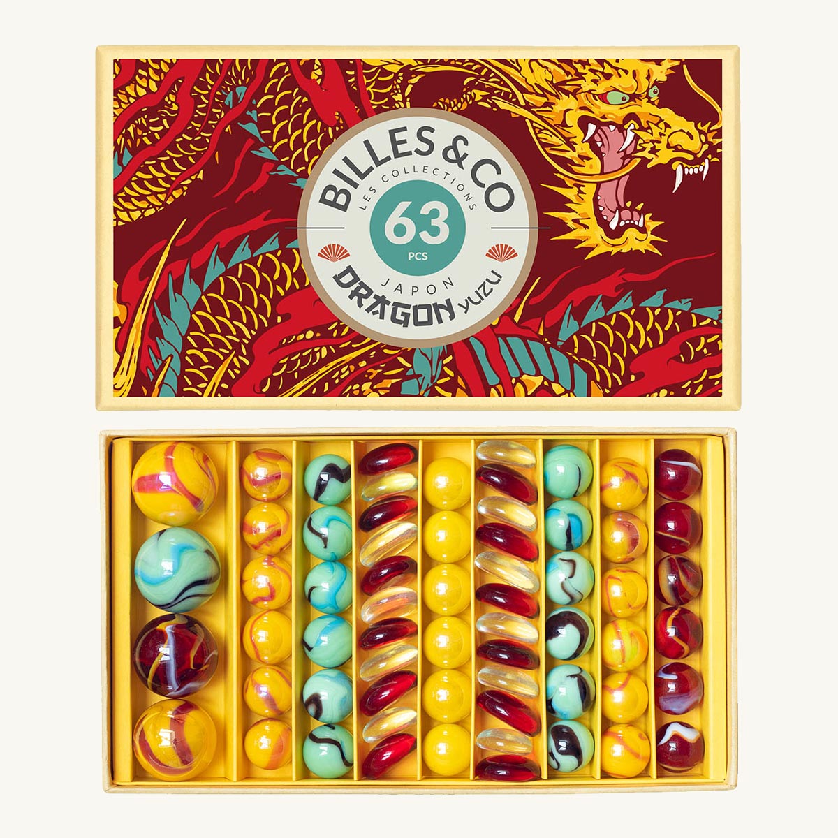 Billes & Co Yuzu Dragon Marbles Box - 63 Pack