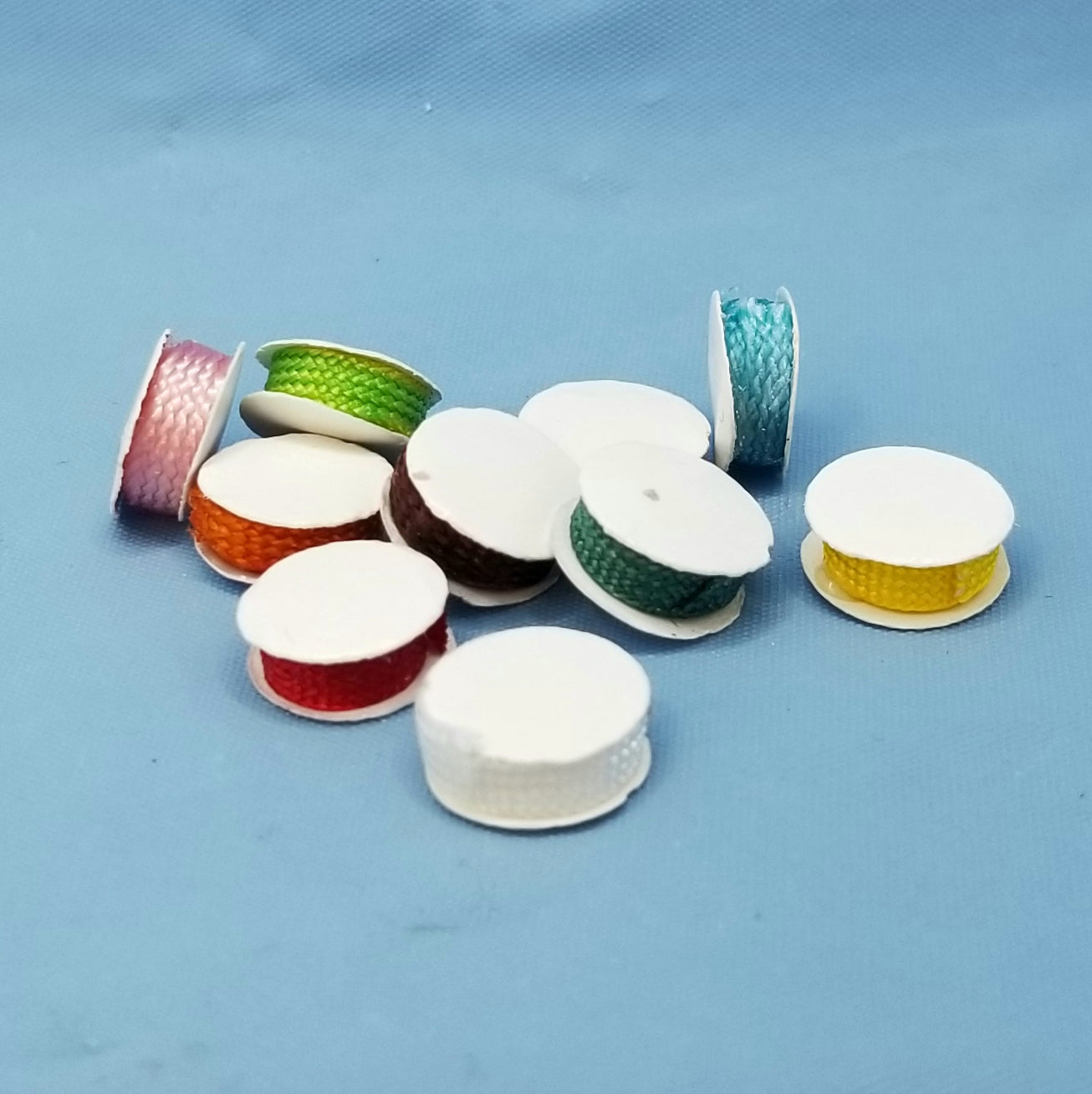 Set of 10 Ribbon Trims - Various Colours - 1/12 Scale Dollhouse Miniature