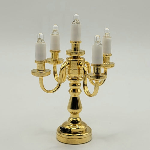 5-Arm Candelabra - 3 Volt Battery - 1/12 Scale Dollhouse Miniature