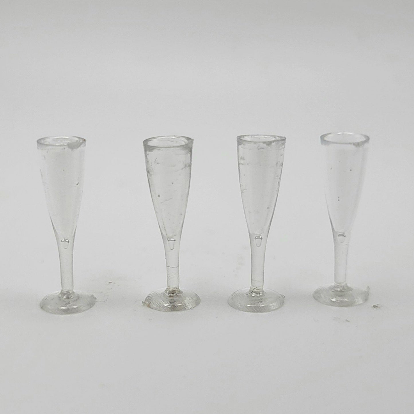 Fluted Champagne Glasses - Set of 4 - 1/12 Scale Dollhouse Miniature