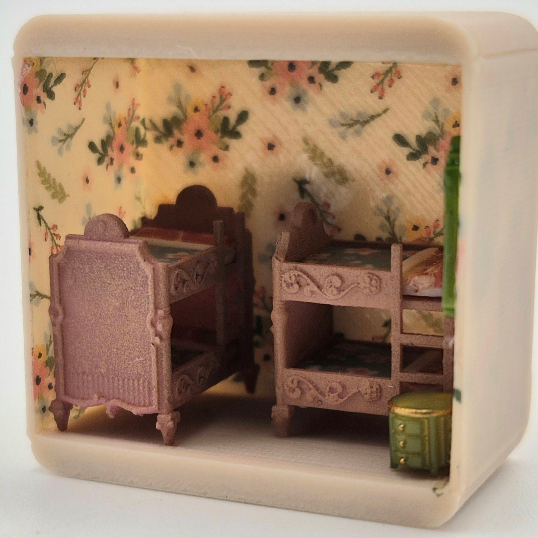 Painted Double Set of Bunk Beds - 3D Printed Kit - Ivette Orellana - 1/144 Scale Dollhouse Miniature