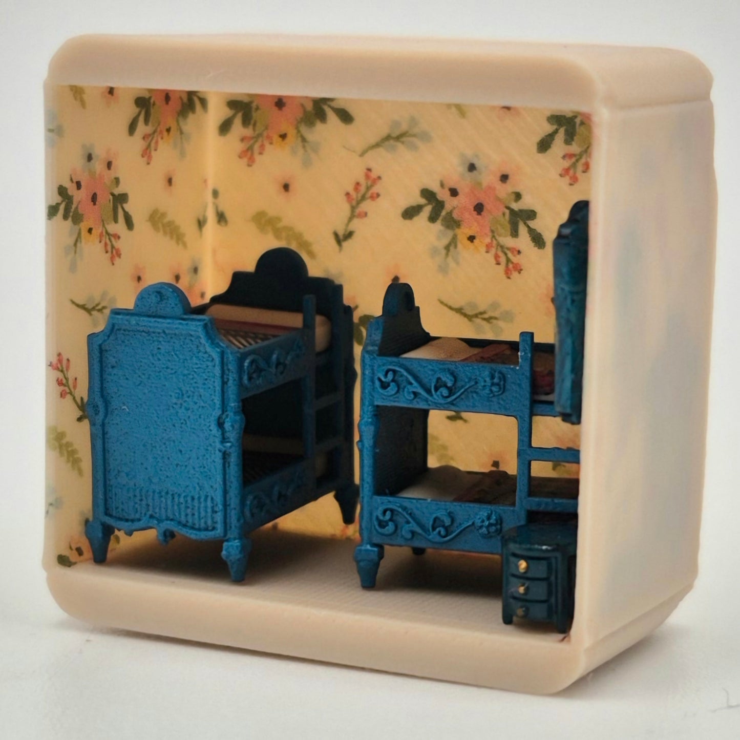 Painted Double Set of Bunk Beds - 3D Printed Kit - Ivette Orellana - 1/144 Scale Dollhouse Miniature