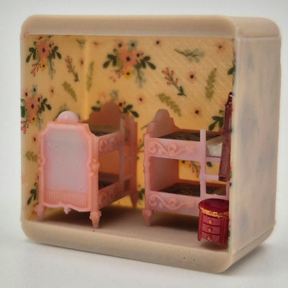 Painted Double Set of Bunk Beds - 3D Printed Kit - Ivette Orellana - 1/144 Scale Dollhouse Miniature