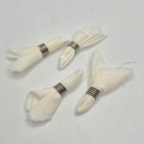 Cloth Napkins with Rings - Set of 4 - 1/12 Scale Dollhouse Miniature