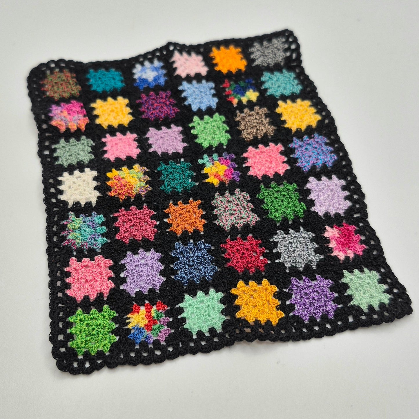 Crocheted Afghan Blanket - Granny Squares - 1/12 Scale Dollhouse Miniature