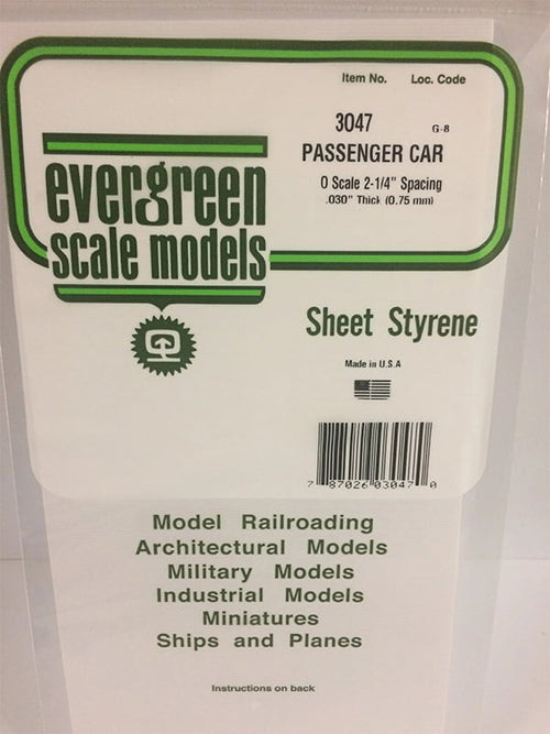 Evergreen O Scale Passenger Siding - Opaque White Polystyrene - #3047