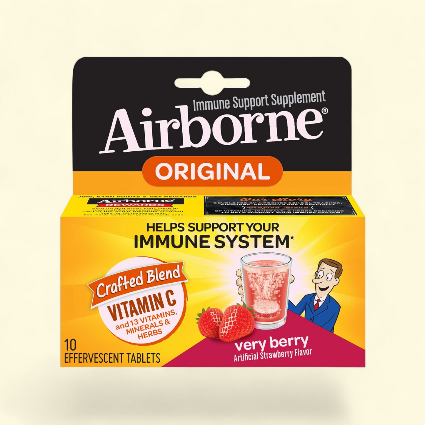 Airborne Vitamin C Immune Support Effervescent Tablets, Very Berry Flavor, 10 ct