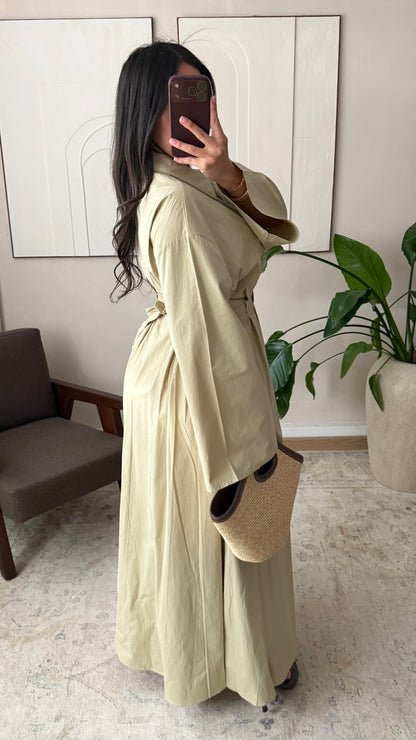 Robe Chemise Doublee 100 Coton I Vert Deau