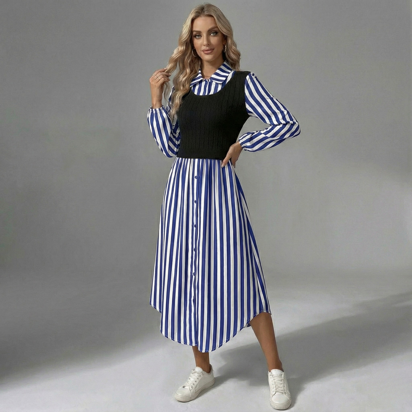 Striped Layred Midi Dress