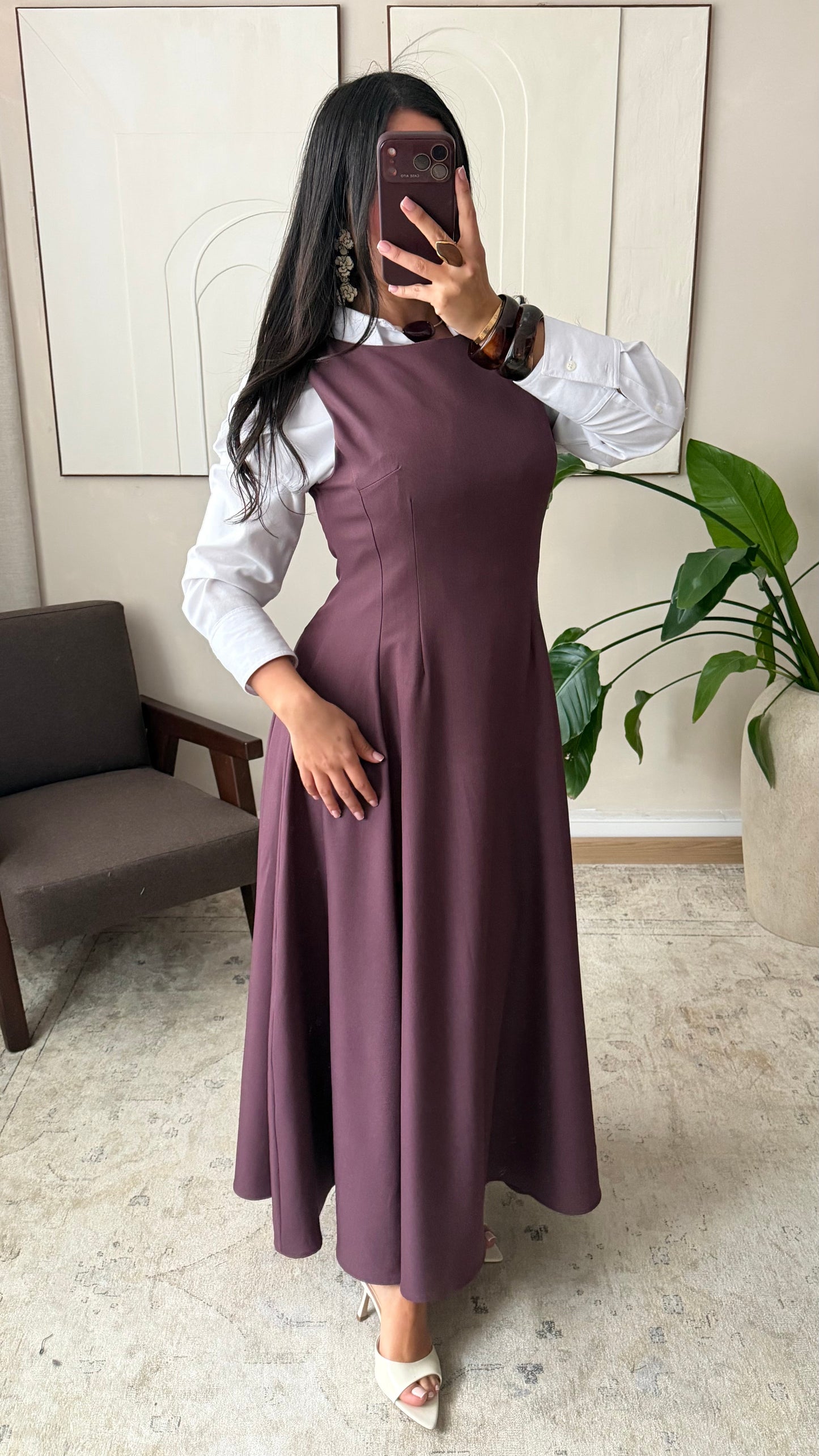 Robe sans manches ajustée I aubergine