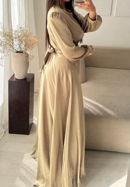Robe Turquie Cloche A Nouer Au Dos I Kaki Mordore