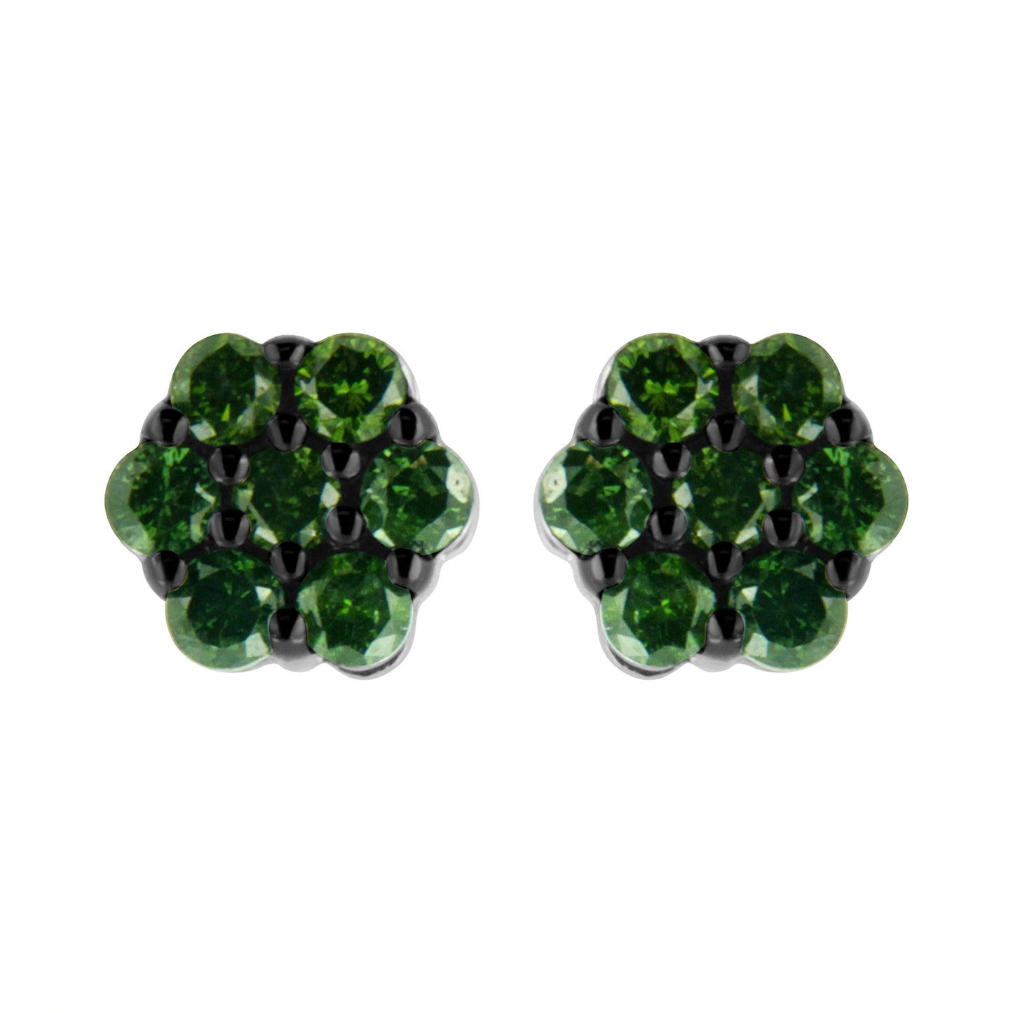 .925 Sterling Silver 1/4 Cttw Treated Yellow Diamond Floral Stud Earrings (Yellow Color, I1-I2 Clarity)