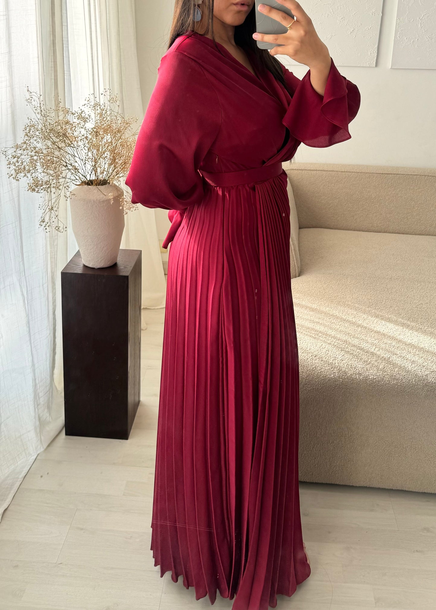 Robe Turquie Cache Coeur Plissee I Bordeaux