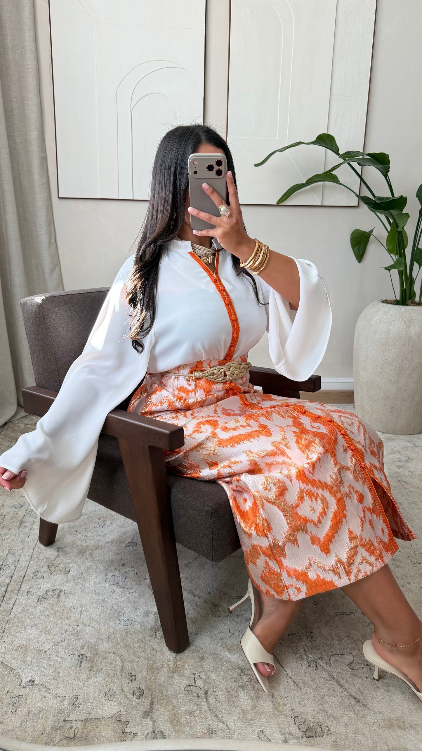 Ensemble Jupe Brocard Dore I Orange