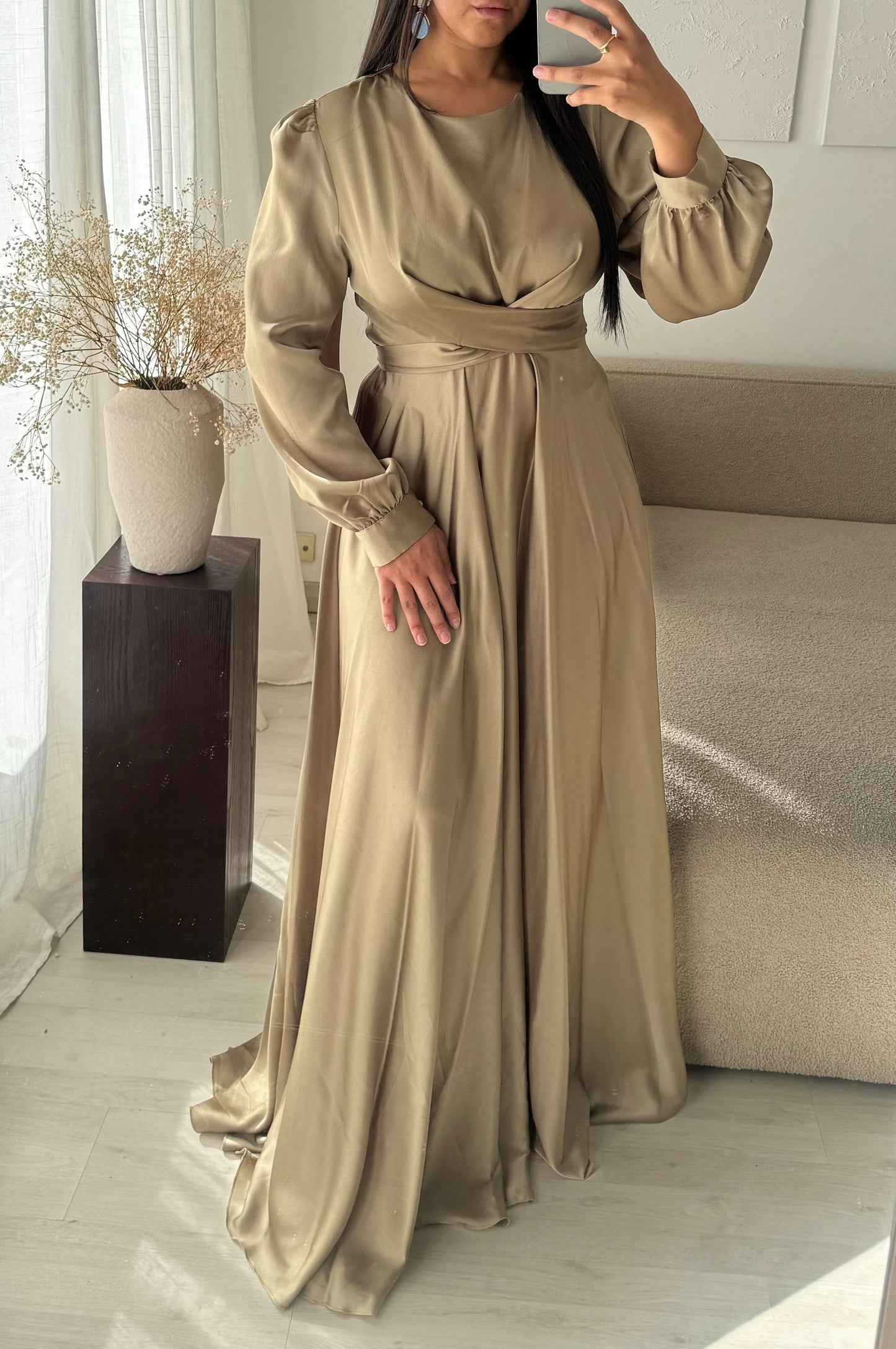 Robe Turquie Cloche A Nouer Au Dos I Kaki Mordore