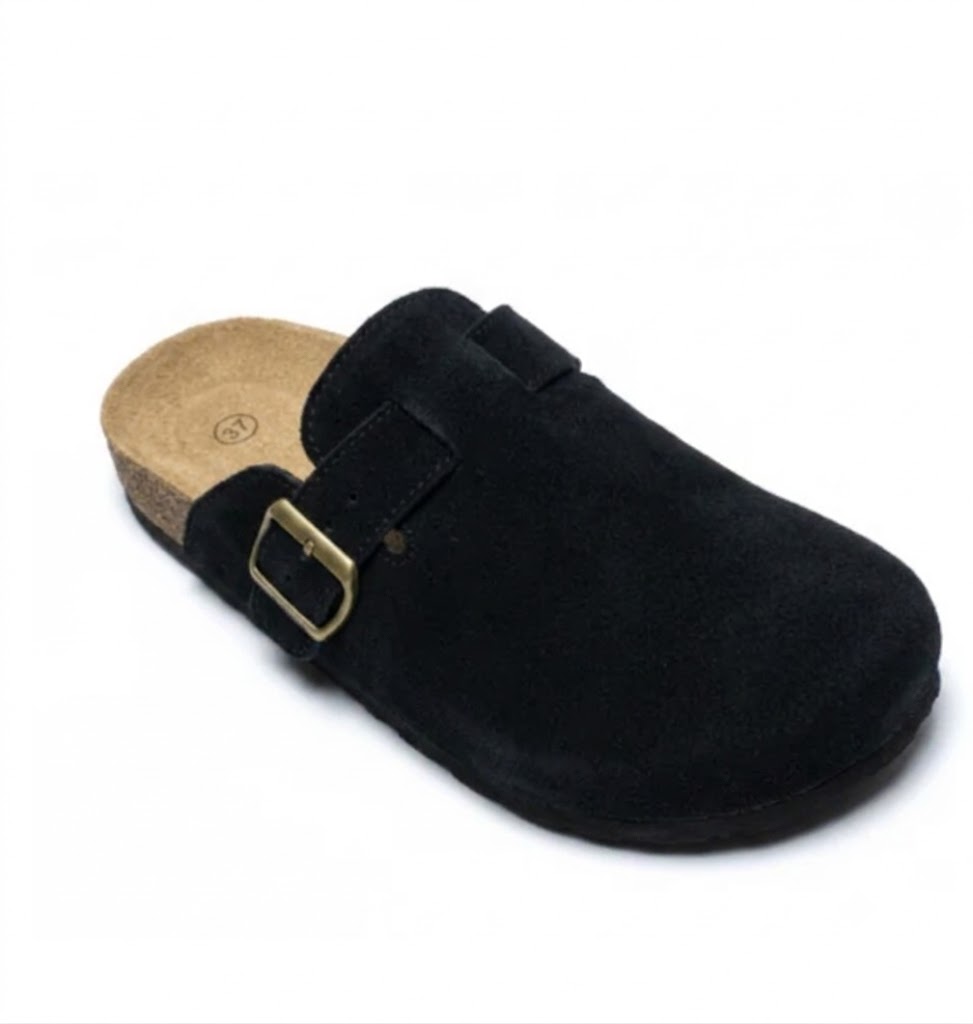 Leyla Black Suede Clogs