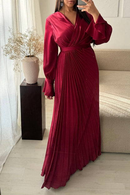 Robe Turquie Cache Coeur Plissee I Bordeaux