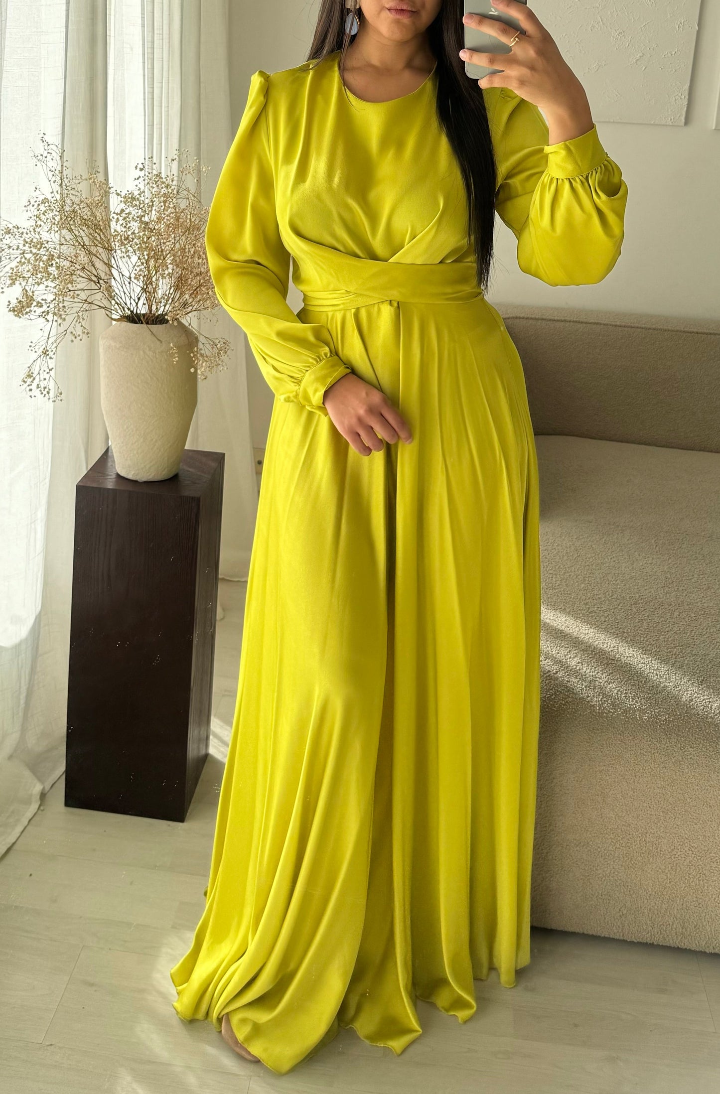 Robe Turquie Cloche A Nouer Au Dos I Vert Anis
