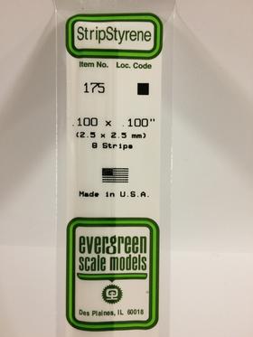 Evergreen .100" x .100" White Strip - Polystyrene - #175