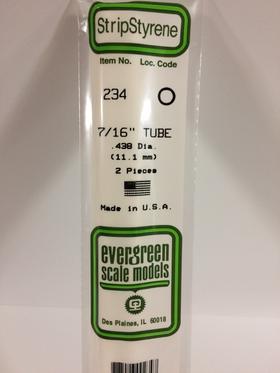 Evergreen Tube .438" Diameter - Opaque White Polystyrene - #234