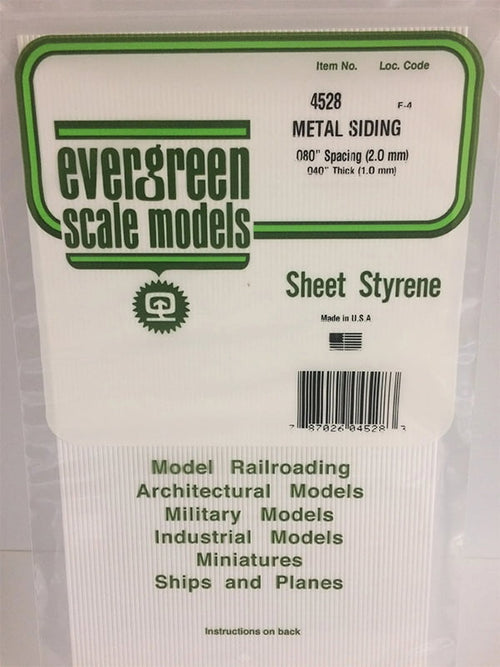 Evergreen Metal Siding .080" - Opaque White Polystyrene - #4528