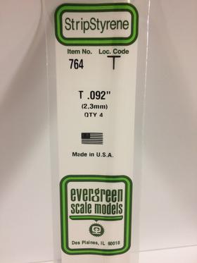 Evergreen T Channel 2.3MM - Opaque White Polystyrene - #764