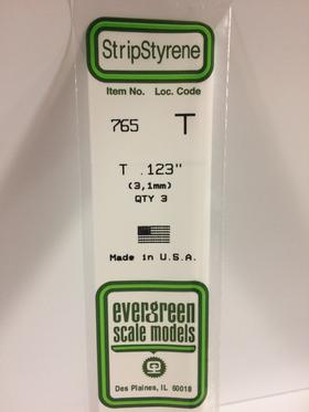 Evergreen T Channel 3.1MM - Opaque White Polystyrene - #765
