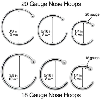 20G 3/8 Solid 18K Rose Gold Nose Hoop