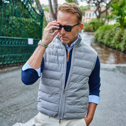 Regent Reversible Quilted Wool Vest Grey