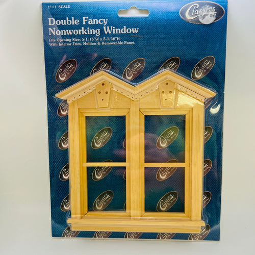 Double Fancy Nonworking Window - 1/12 Scale Dollhouse Miniature