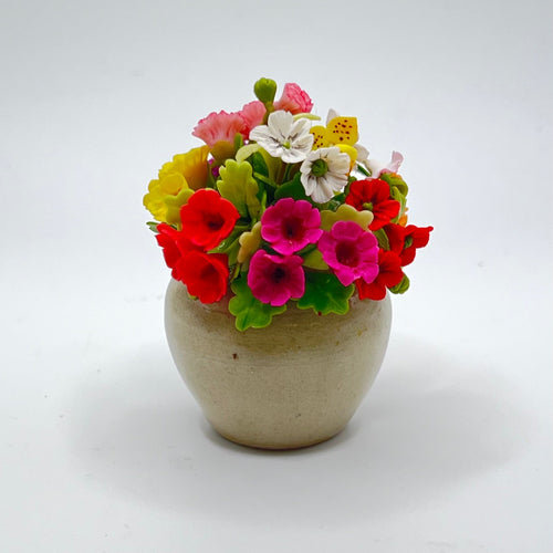 Flower Arrangement in Ceramic Pot - 1/12 Scale Dollhouse Miniature