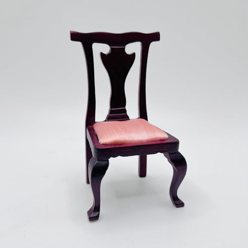 Mahogany Dinning Room Chair - Light Pink - 1/12 Scale Dollhouse Miniature