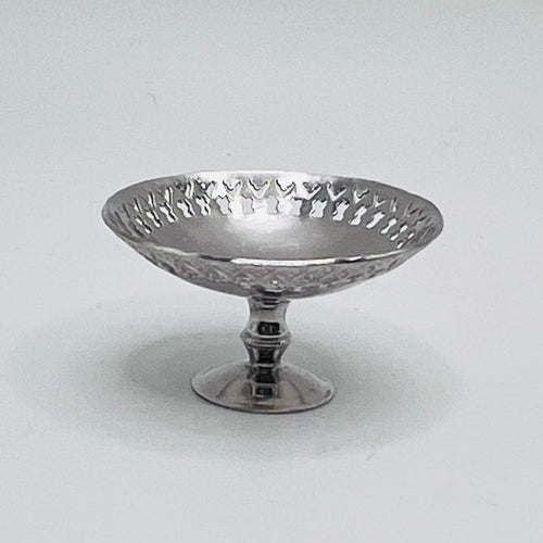 Sterling Silver Footed Shallow Bowl - 1/12 Scale Dollhouse Miniature