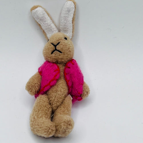 Bunny with Pink Vest  - 1/12 Scale Dollhouse Miniature