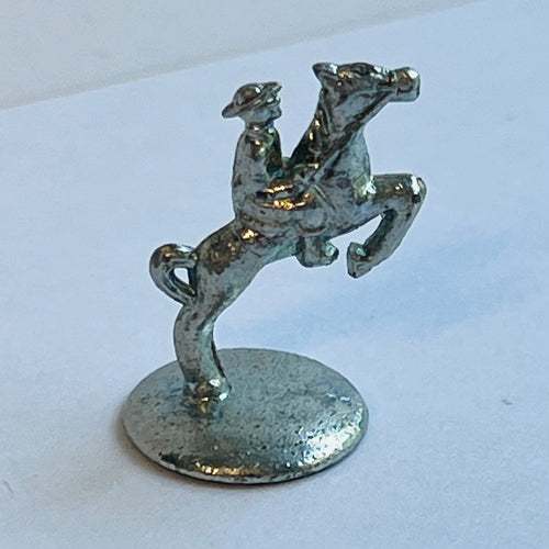 A Man and its Horse Figurine - Metal - 1/12 Scale Dollhouse Miniature