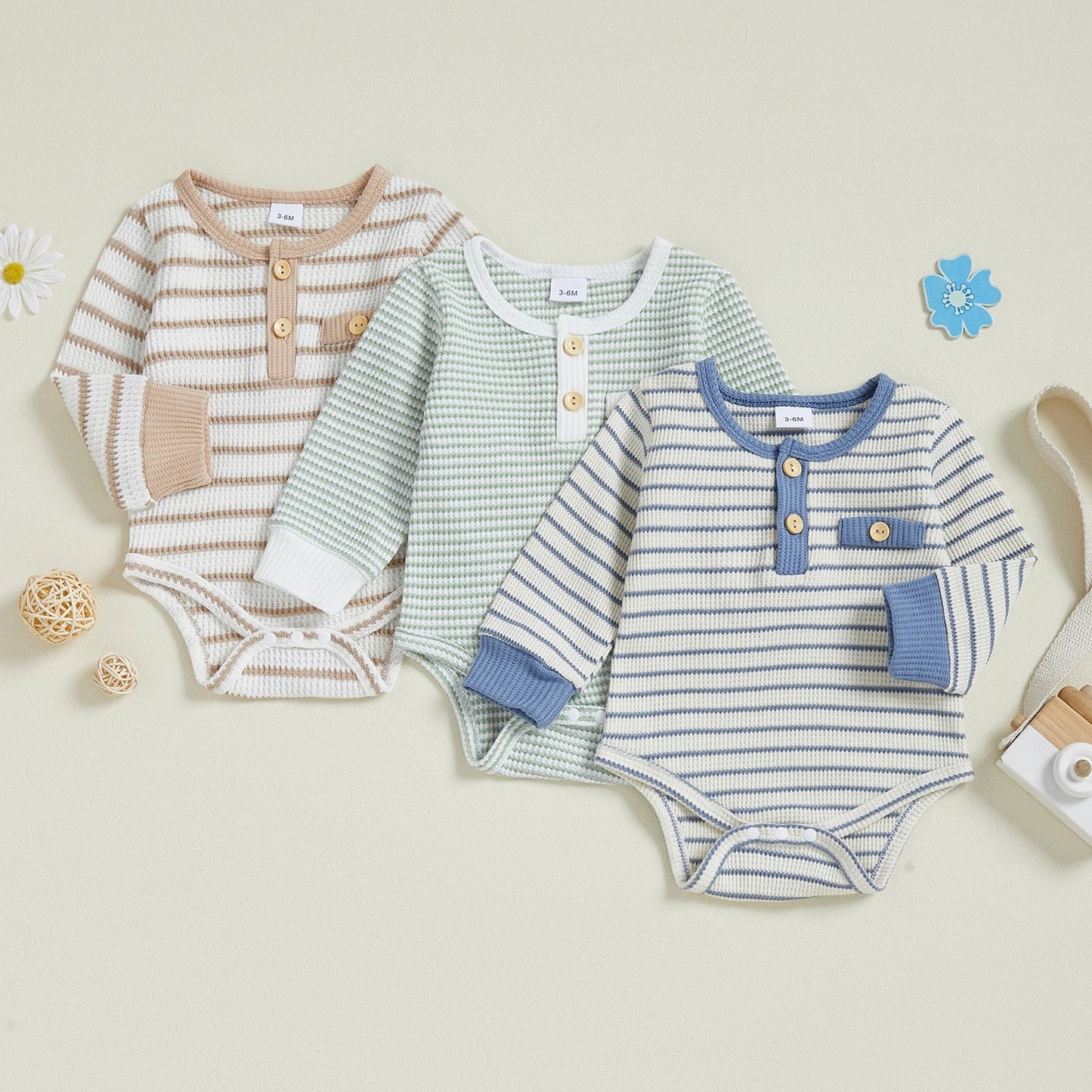 CARSON Striped Long-Sleeve Romper