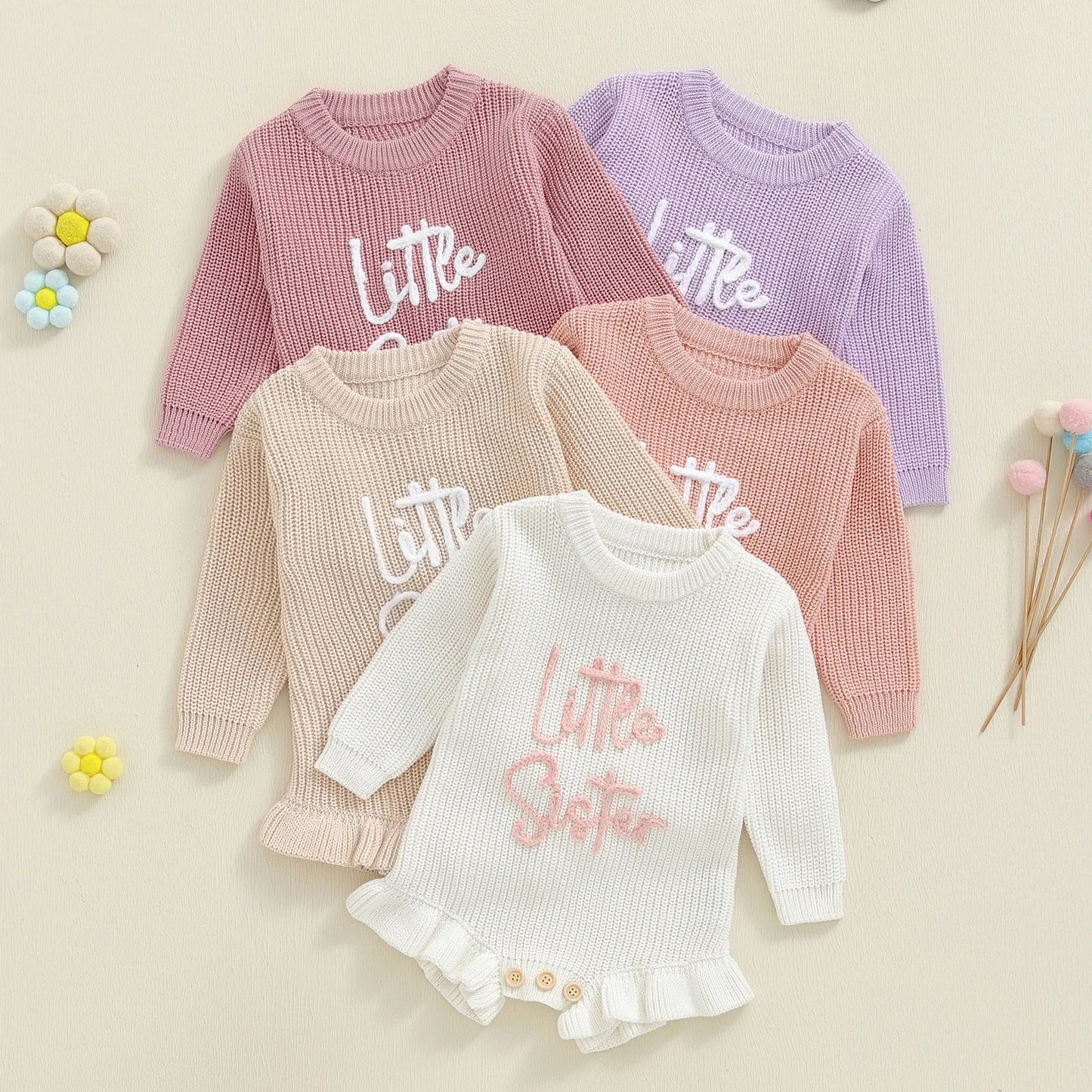 LITTLE SISTER Knitted Ruffle Romper