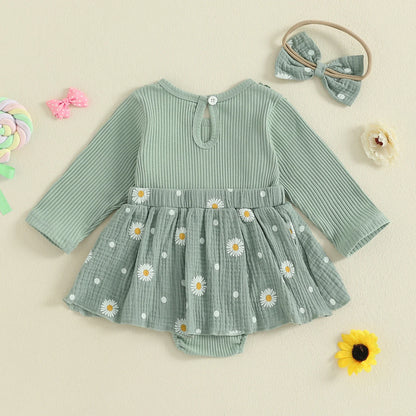 DAISY Crochet Floral Romper Dress