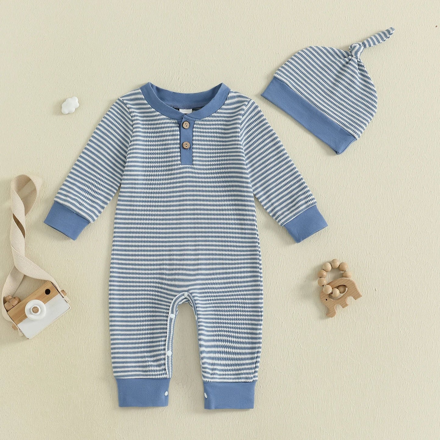 TOMMY Striped Jumpsuit with Beanie