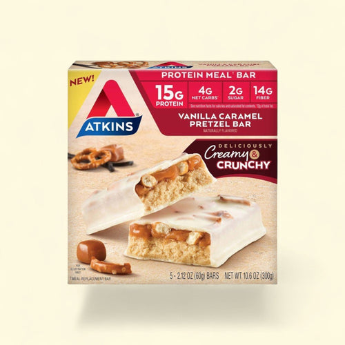 Atkins Pretzel Meal Bars, Vanilla Caramel, 5pk