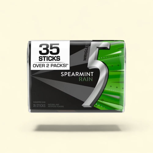 5 Gum Spearmint Rain Chewing Gum, 35 Stick Pack