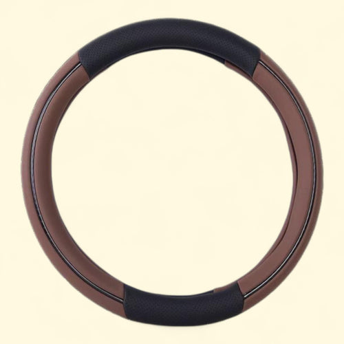 Auto Drive Steering Wheel Cover, Carbon Fiber Brown Faux Leather, Set of 1, Universal Fit